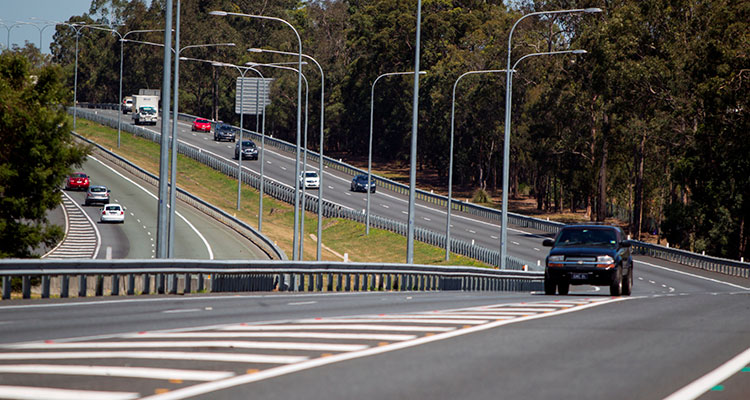 Car driving on a toll road