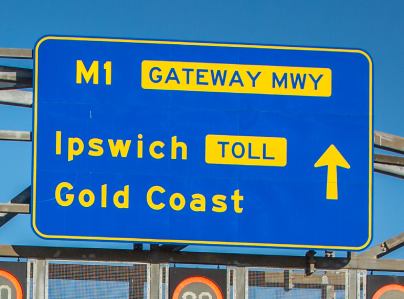 Example of a toll road sign in Queensland