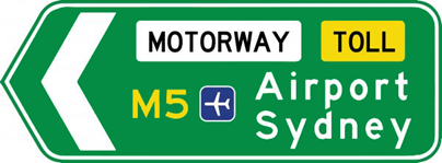 Example of a toll road sign in NSW