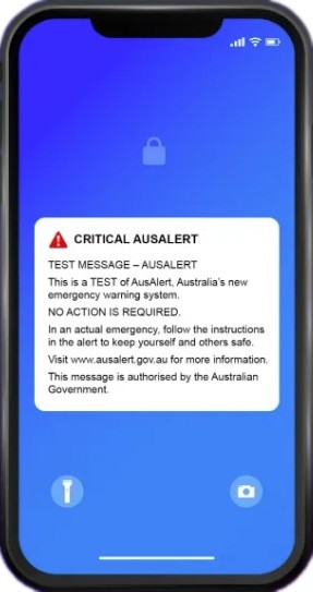 iphone displaying the AusAlert description as a message