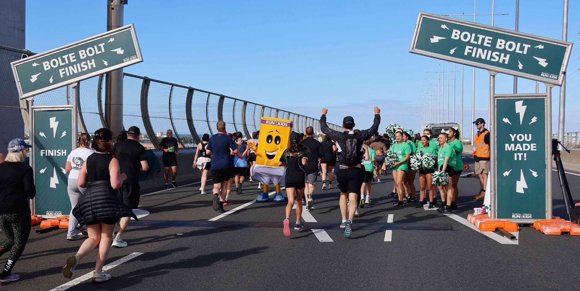Participants at the finish line of Run for the Kids