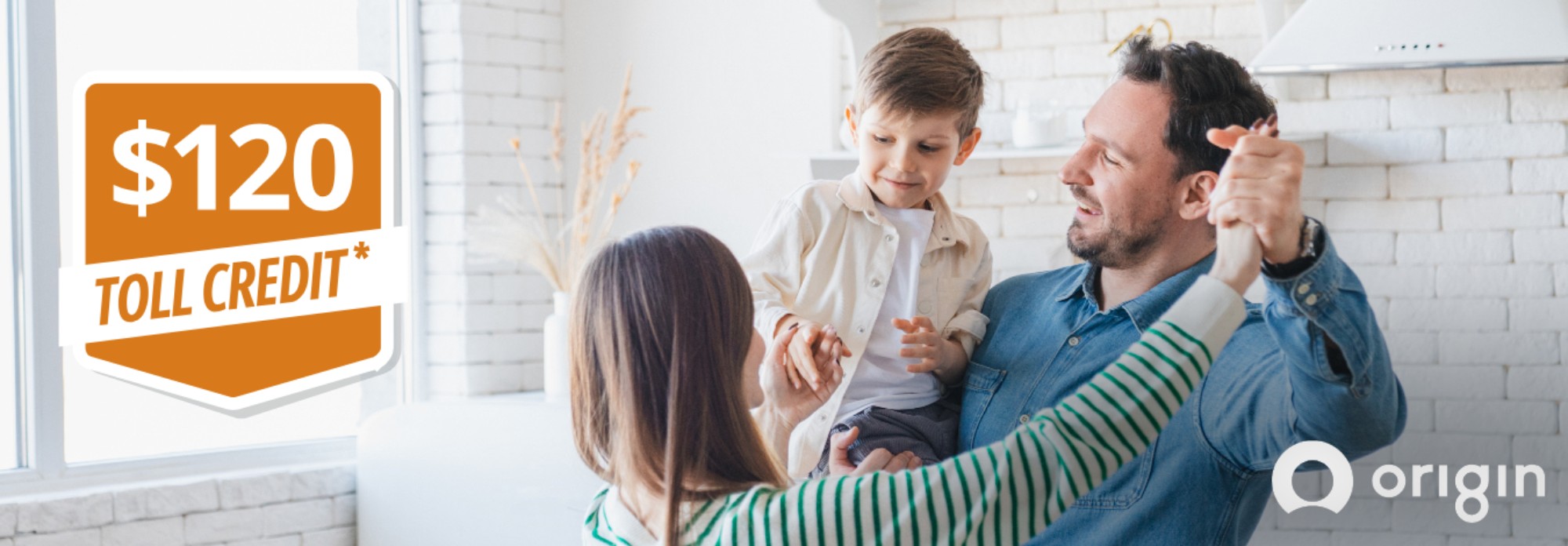 Switch or move your home energy to Origin and enjoy up to $240 towards your tolls