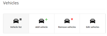 Vehicle selection action panel
