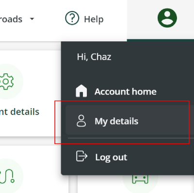 select my details