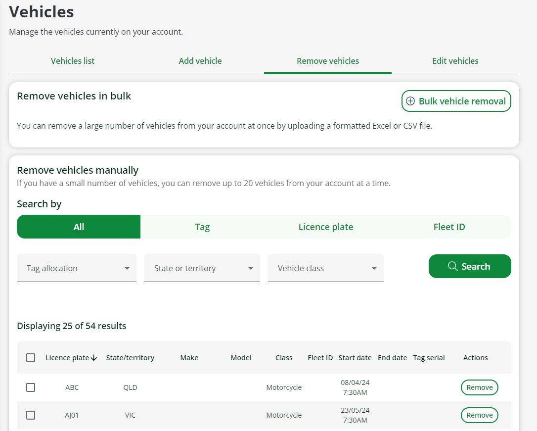 Search for vehicles