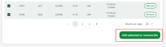 removing vehicles by selection