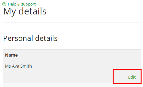My Account transfer account edit button