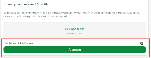 Uploaded file for remove vehicles