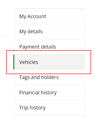 select vehicles from menu