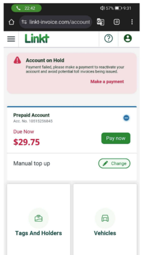 Example of a scam link with wrong url