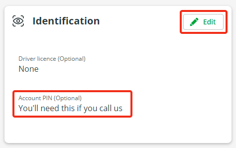 Your account PIN