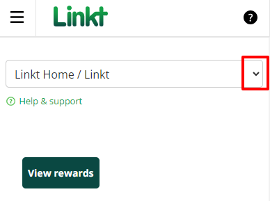 Screenshot of the Linkt Account portal, showing the menu