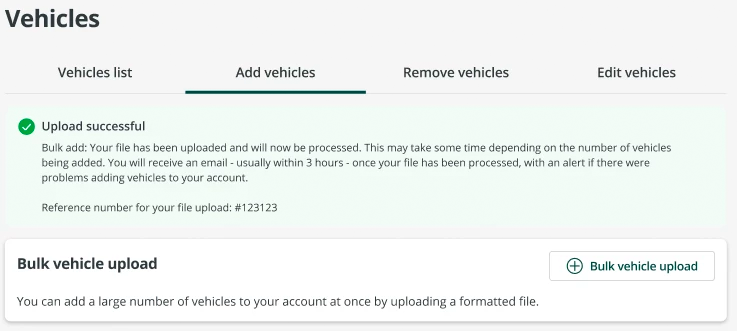 Bulk vehicle uploads