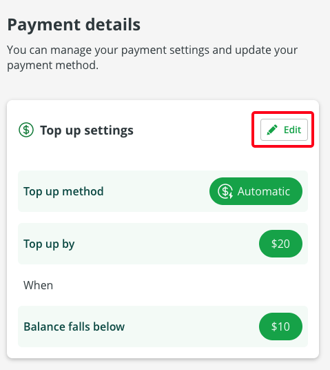 edit payment details